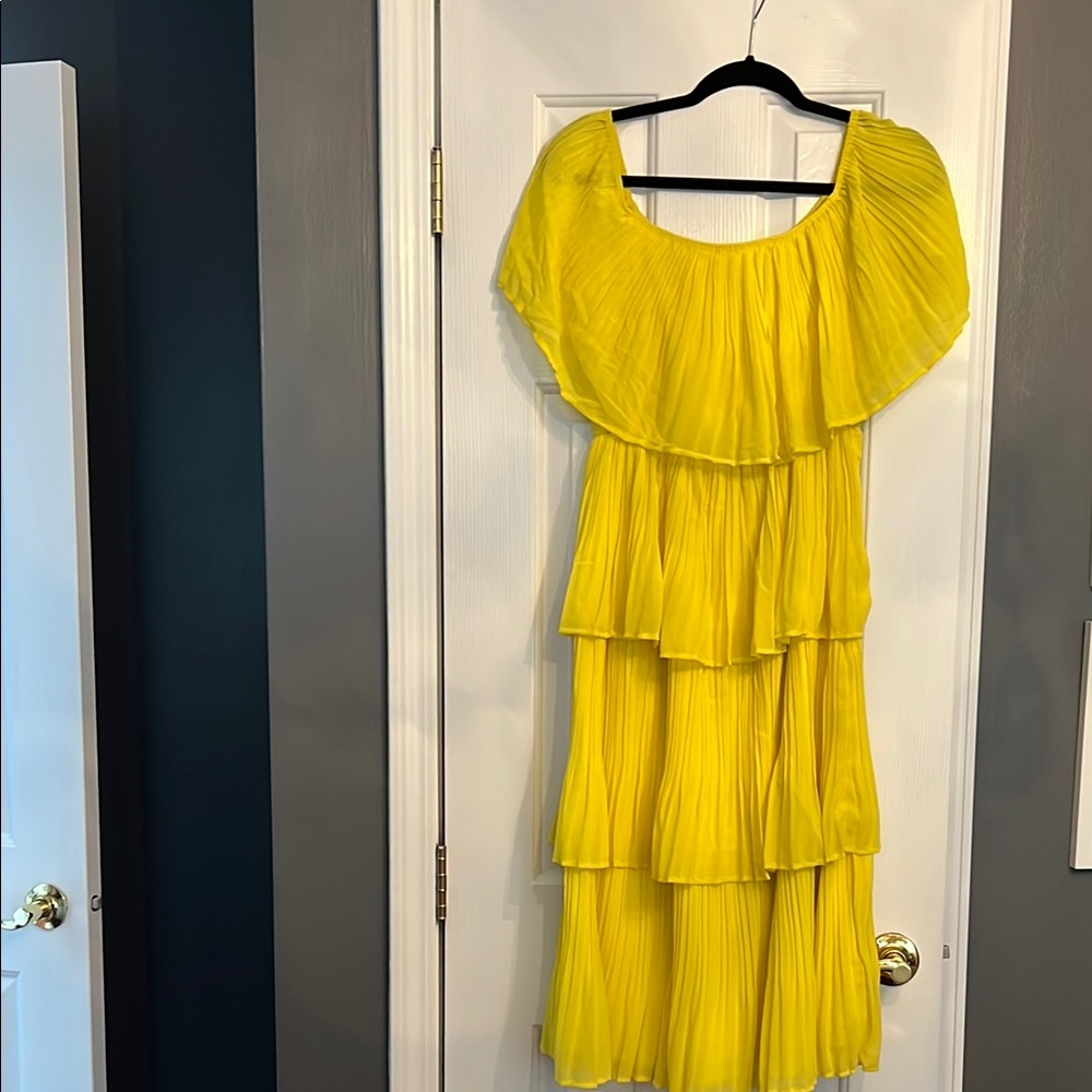 Yellow Tiered Ruffle Dress On Or Off Shoulder